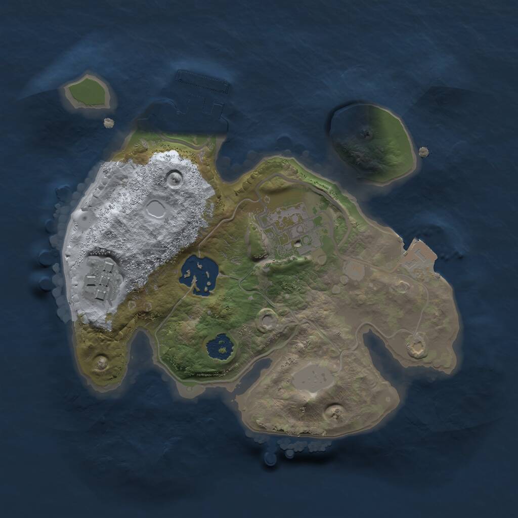 Rust Map: Procedural Map, Size: 2000, Seed: 1995226572, 5 Monuments