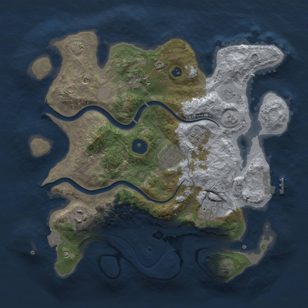 Rust Map: Procedural Map, Size: 3000, Seed: 28697, 10 Monuments