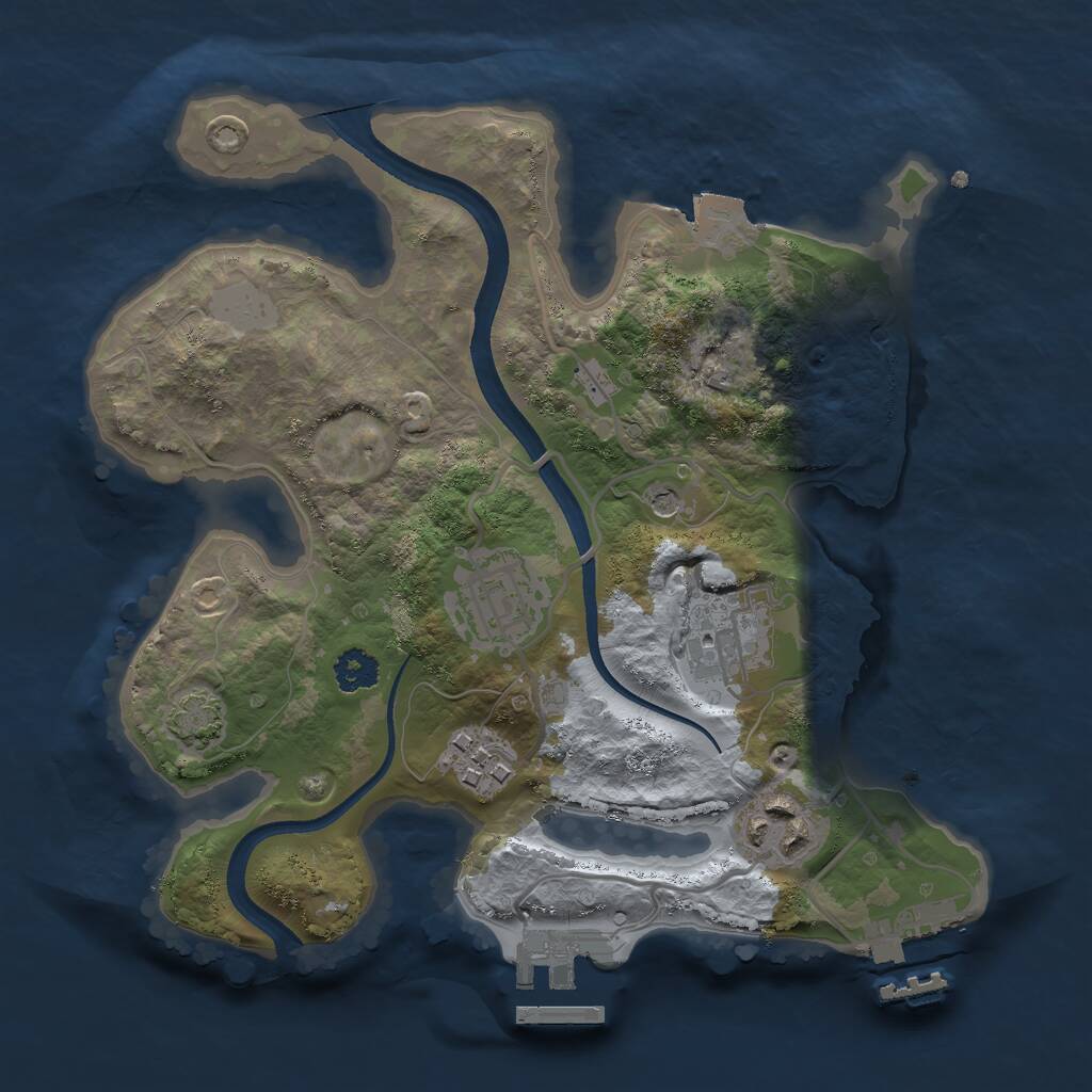 Rust Map: Procedural Map, Size: 2500, Seed: 1544974438, 9 Monuments