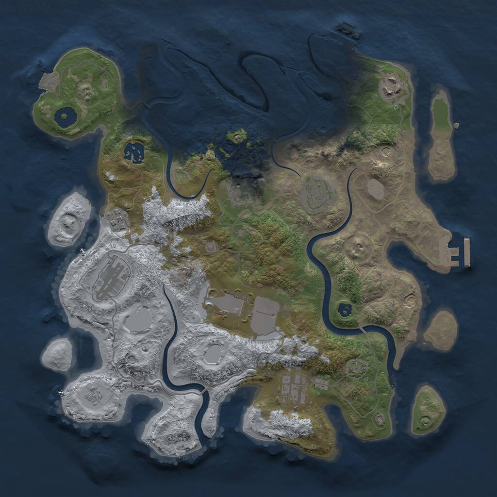 Rust Map: Procedural Map, Size: 3500, Seed: 105149, 14 Monuments