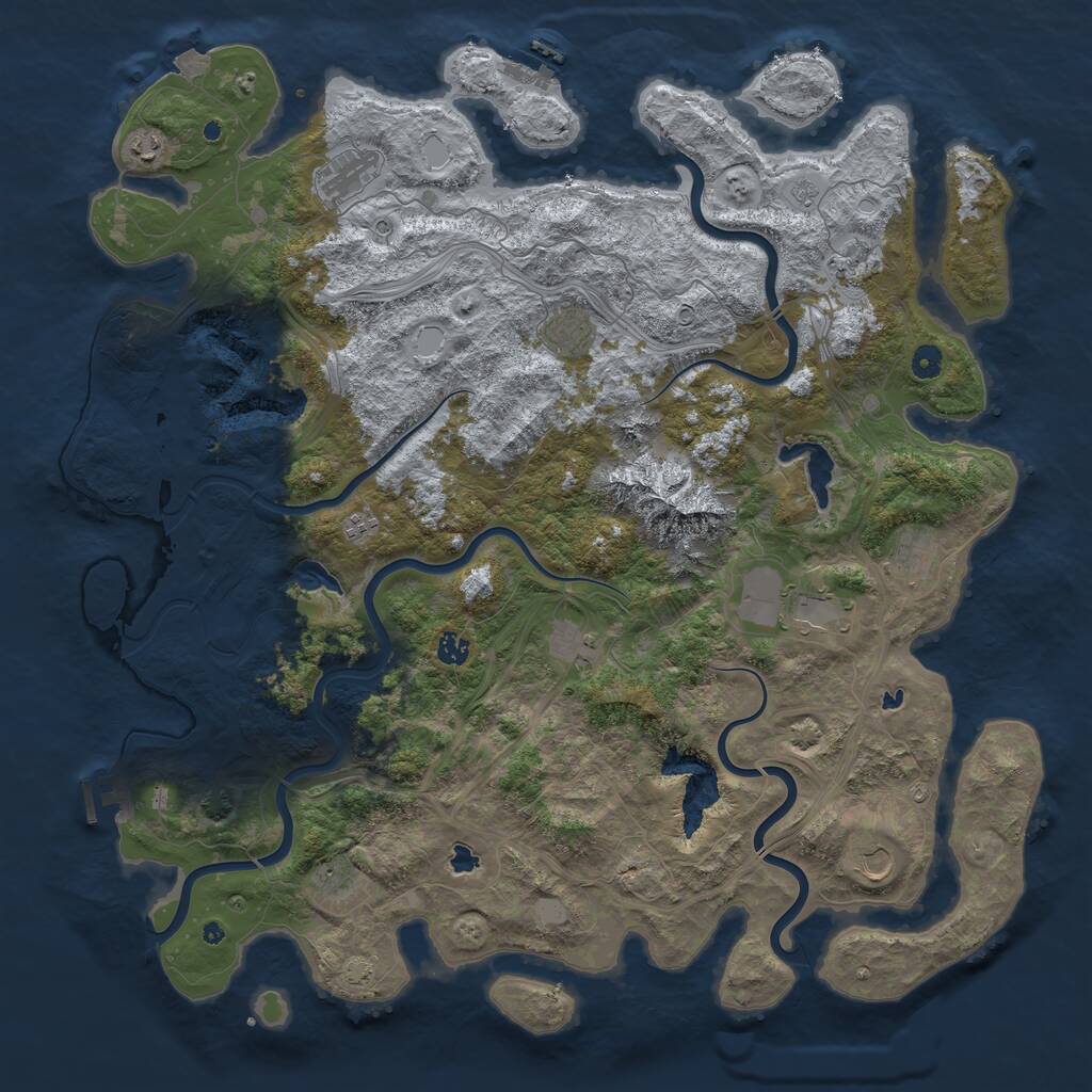 Rust Map: Procedural Map, Size: 5000, Seed: 842678660, 17 Monuments