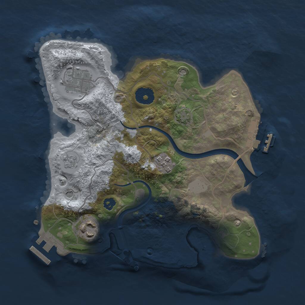 Rust Map: Procedural Map, Size: 2500, Seed: 101719957, 9 Monuments