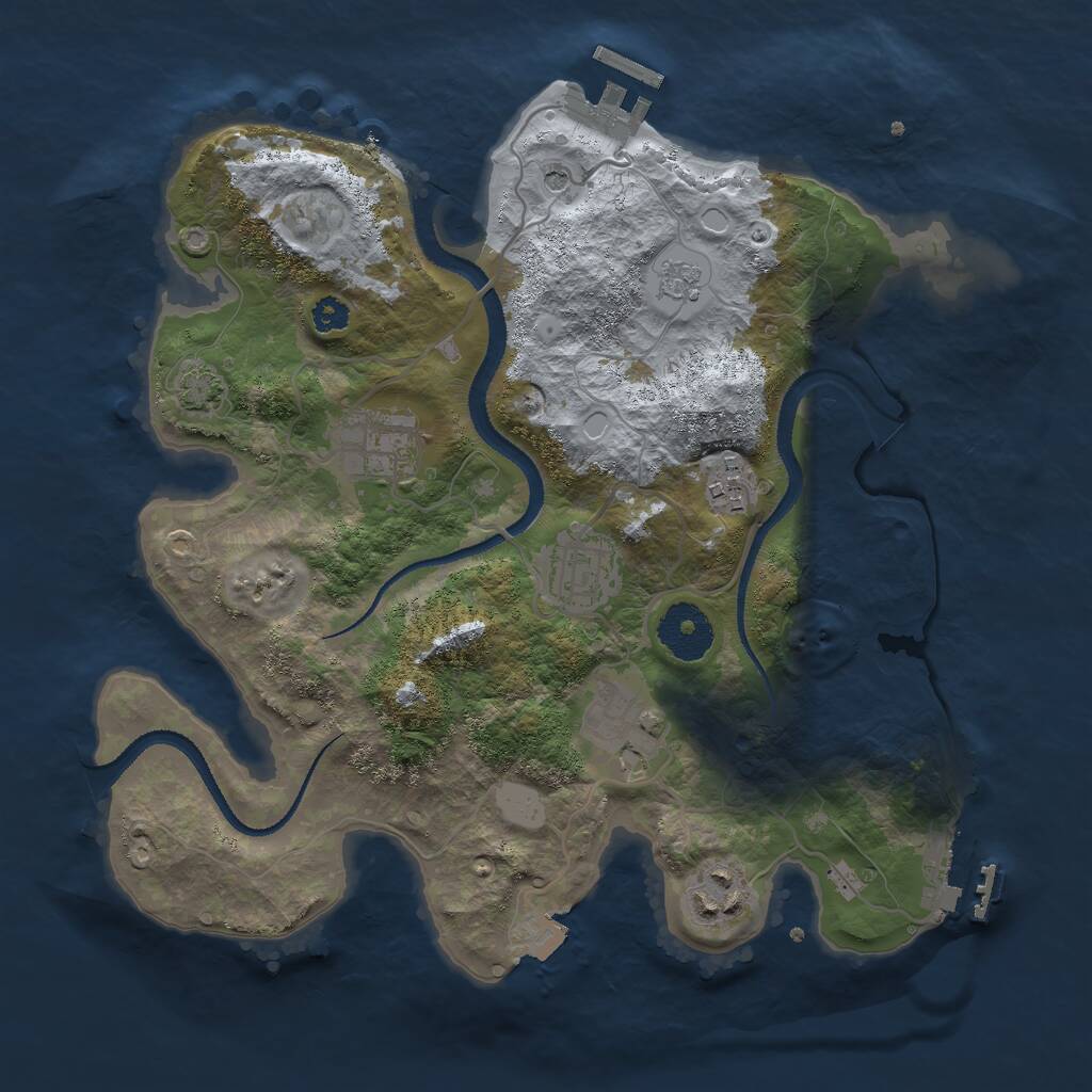Rust Map: Procedural Map, Size: 3000, Seed: 7722302, 11 Monuments
