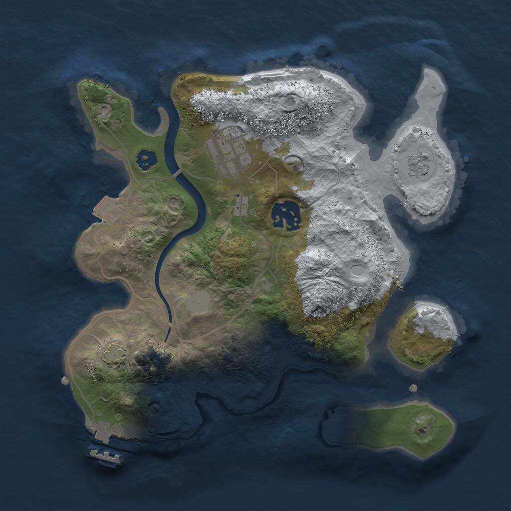 Rust Map: Procedural Map, Size: 2500, Seed: 9099009, 6 Monuments