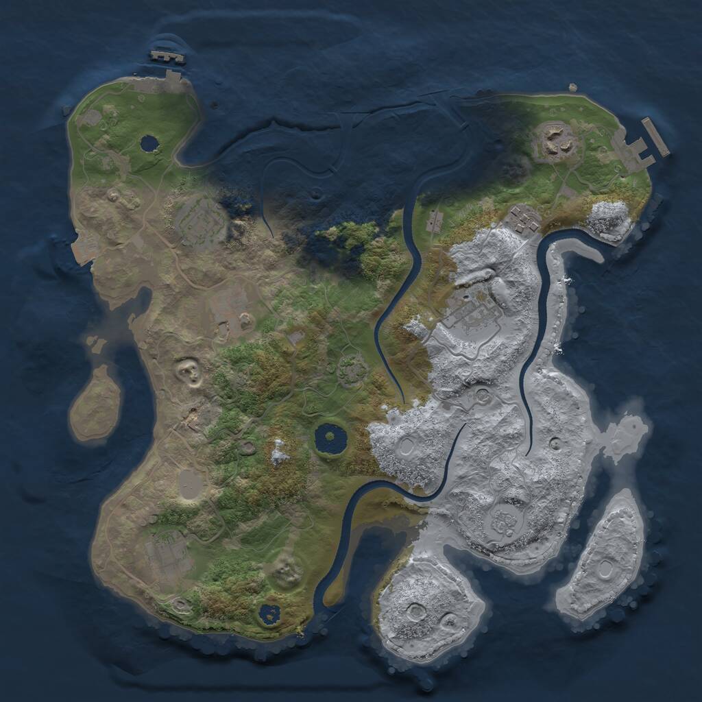 Rust Map: Procedural Map, Size: 3300, Seed: 1392584096, 12 Monuments