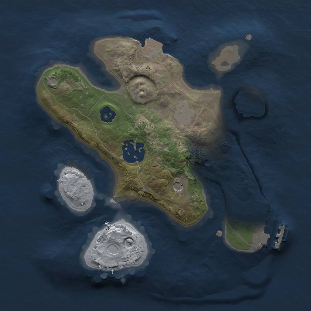 Rust Map: Procedural Map, Size: 2000, Seed: 5737373, 4 Monuments