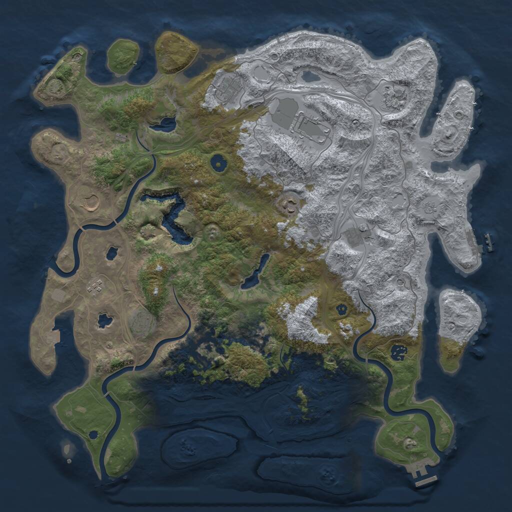 Rust Map: Procedural Map, Size: 4600, Seed: 845098744, 16 Monuments