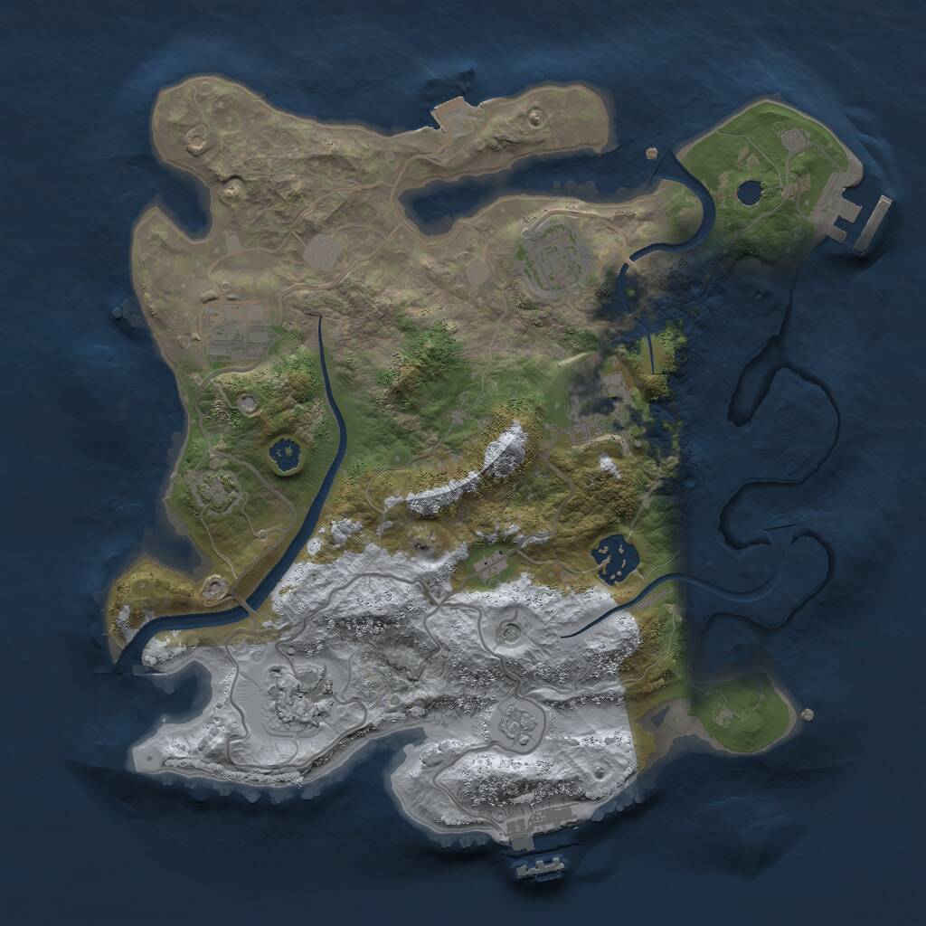 Rust Map: Procedural Map, Size: 3000, Seed: 72214, 11 Monuments