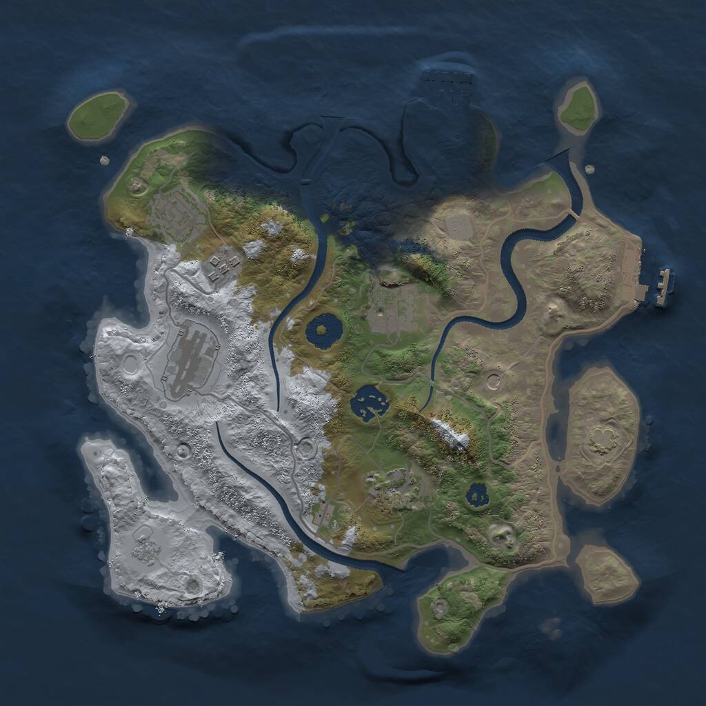 Rust Map: Procedural Map, Size: 3000, Seed: 844663537, 12 Monuments