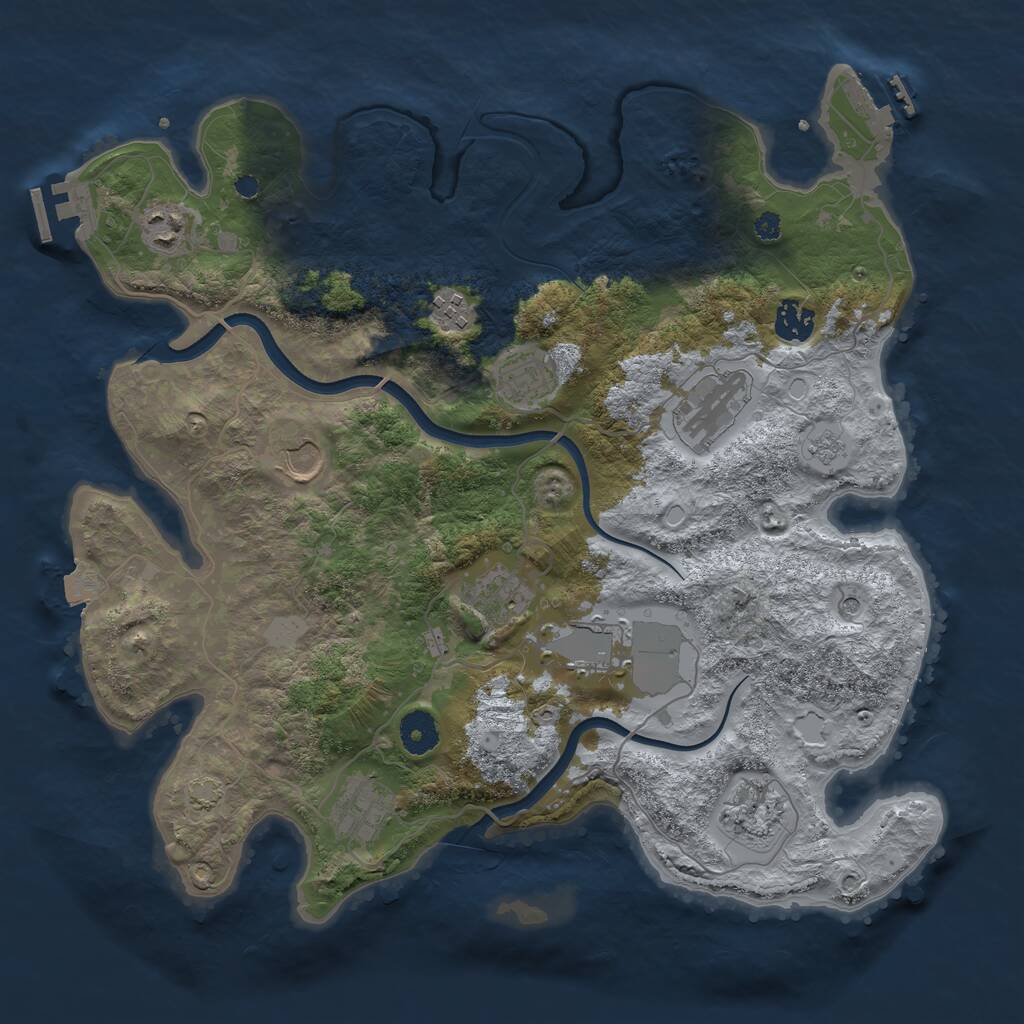 Rust Map: Procedural Map, Size: 3750, Seed: 983712463, 16 Monuments