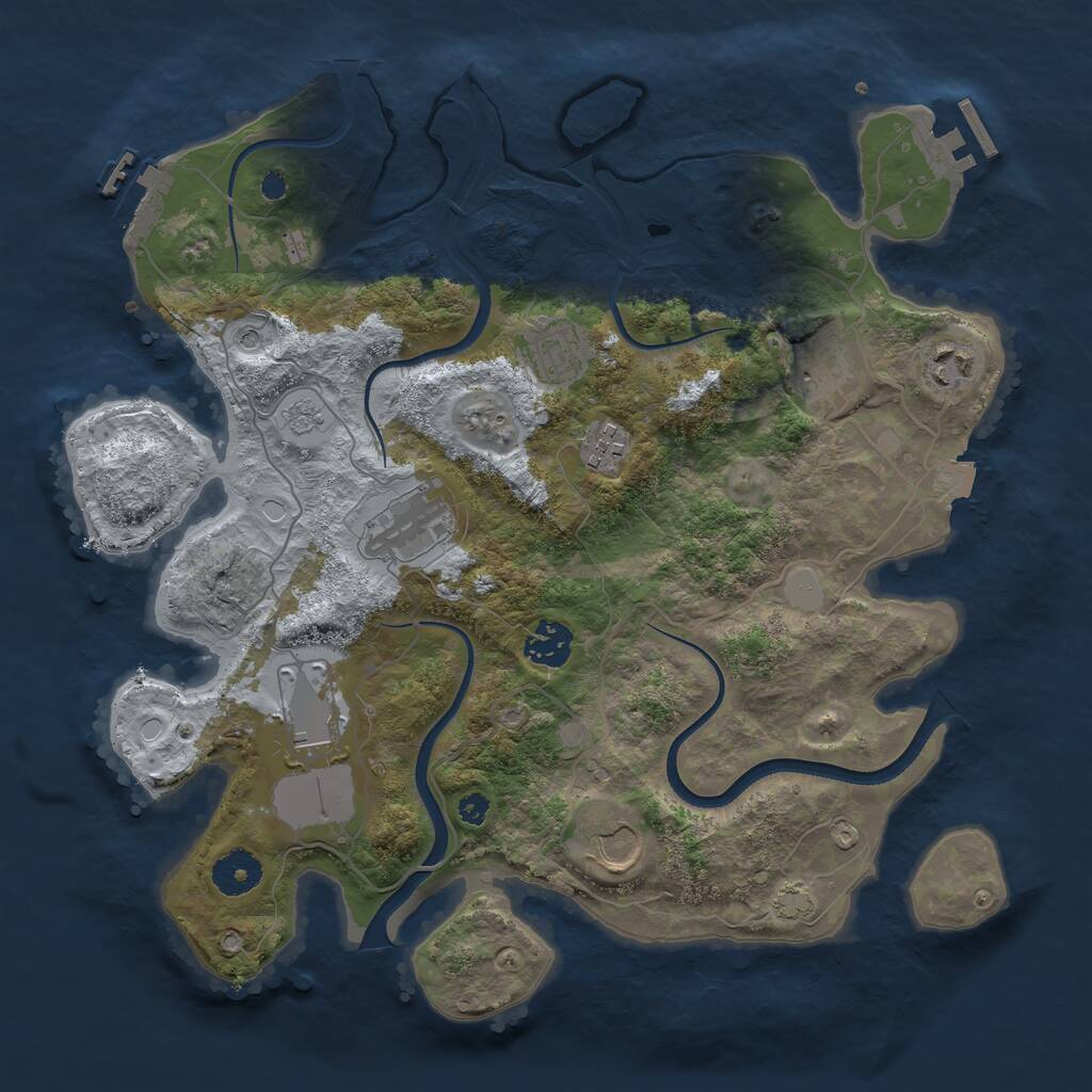Rust Map: Procedural Map, Size: 3500, Seed: 134797983, 14 Monuments