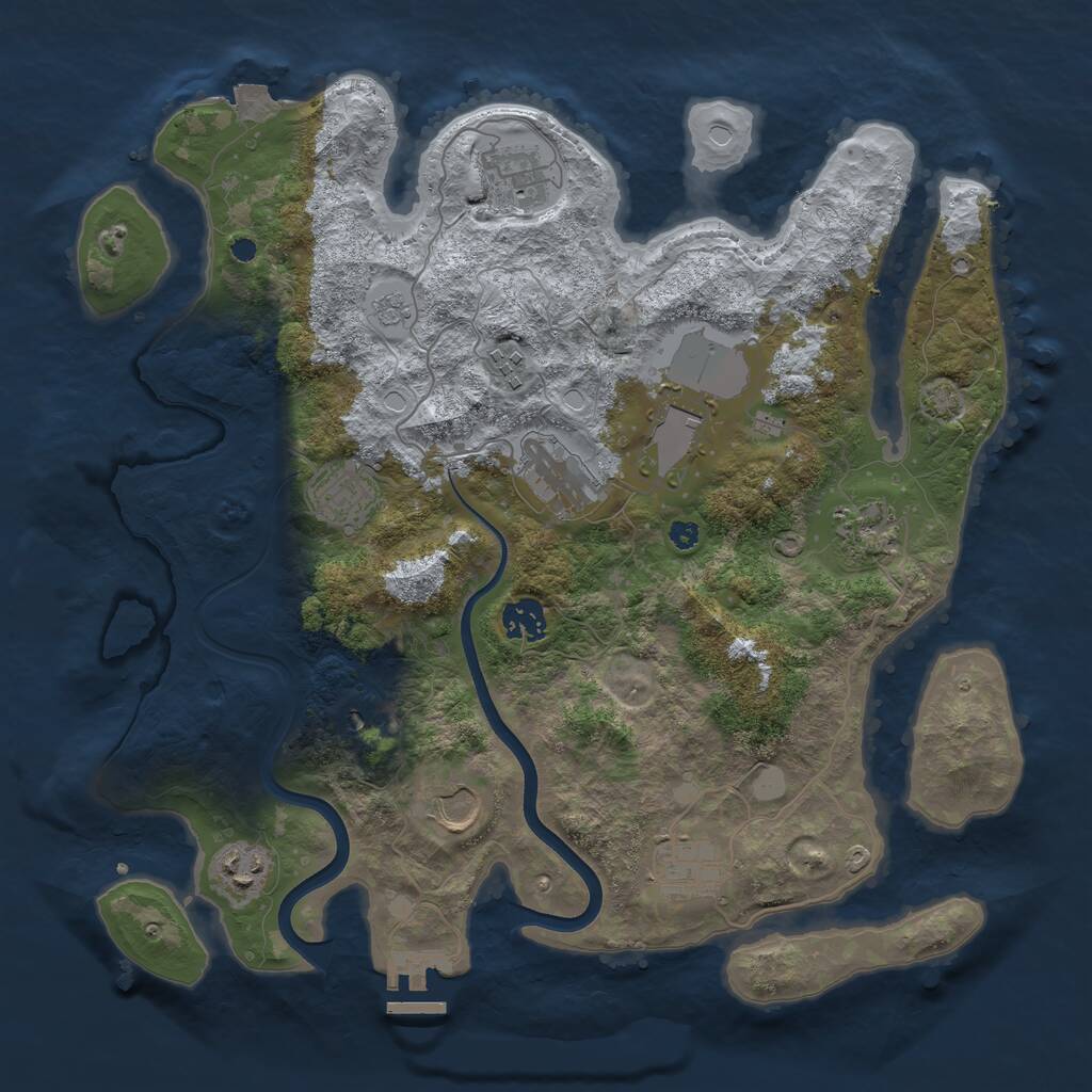 Rust Map: Procedural Map, Size: 3700, Seed: 277889417, 15 Monuments