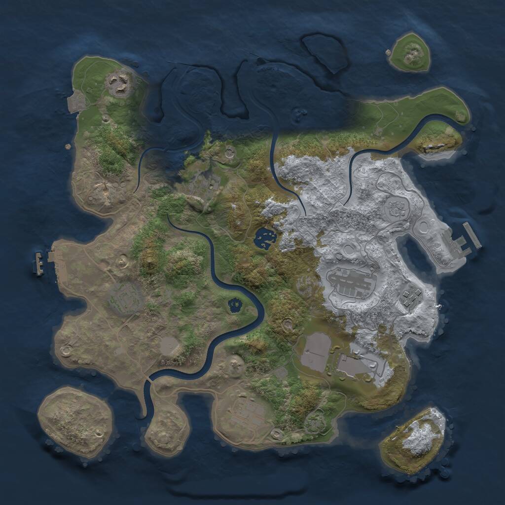 Rust Map: Procedural Map, Size: 3500, Seed: 1358020883, 14 Monuments
