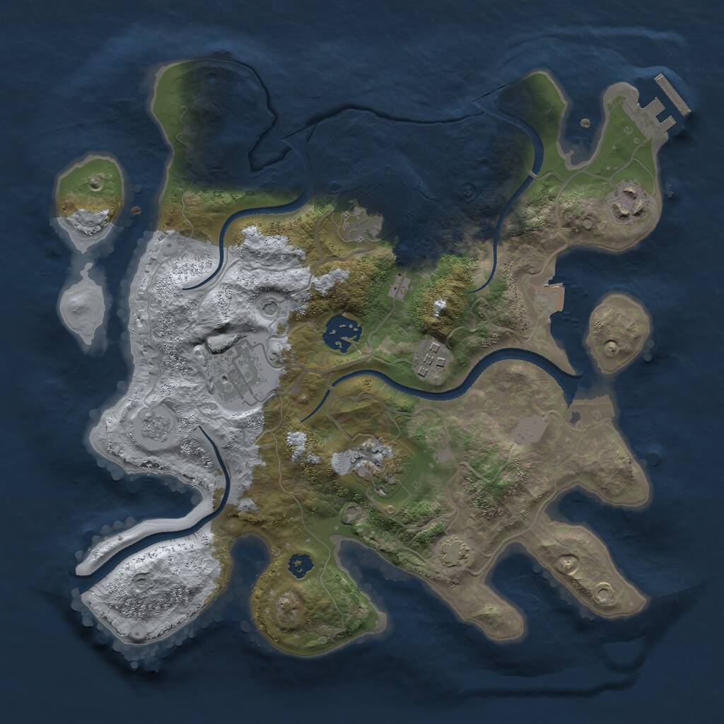 Rust Map: Procedural Map, Size: 3000, Seed: 1624316213, 11 Monuments