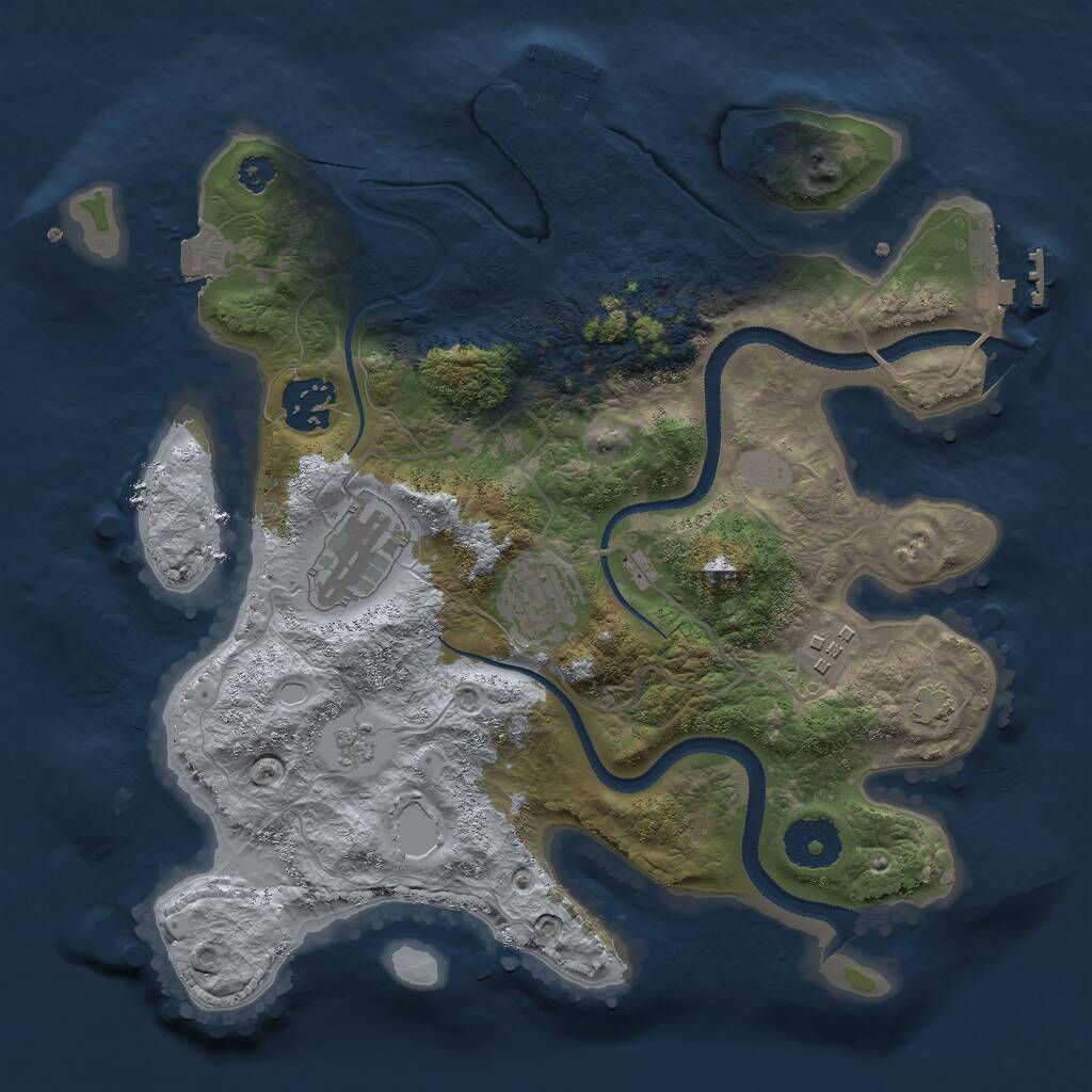 Rust Map: Procedural Map, Size: 3000, Seed: 72433, 9 Monuments