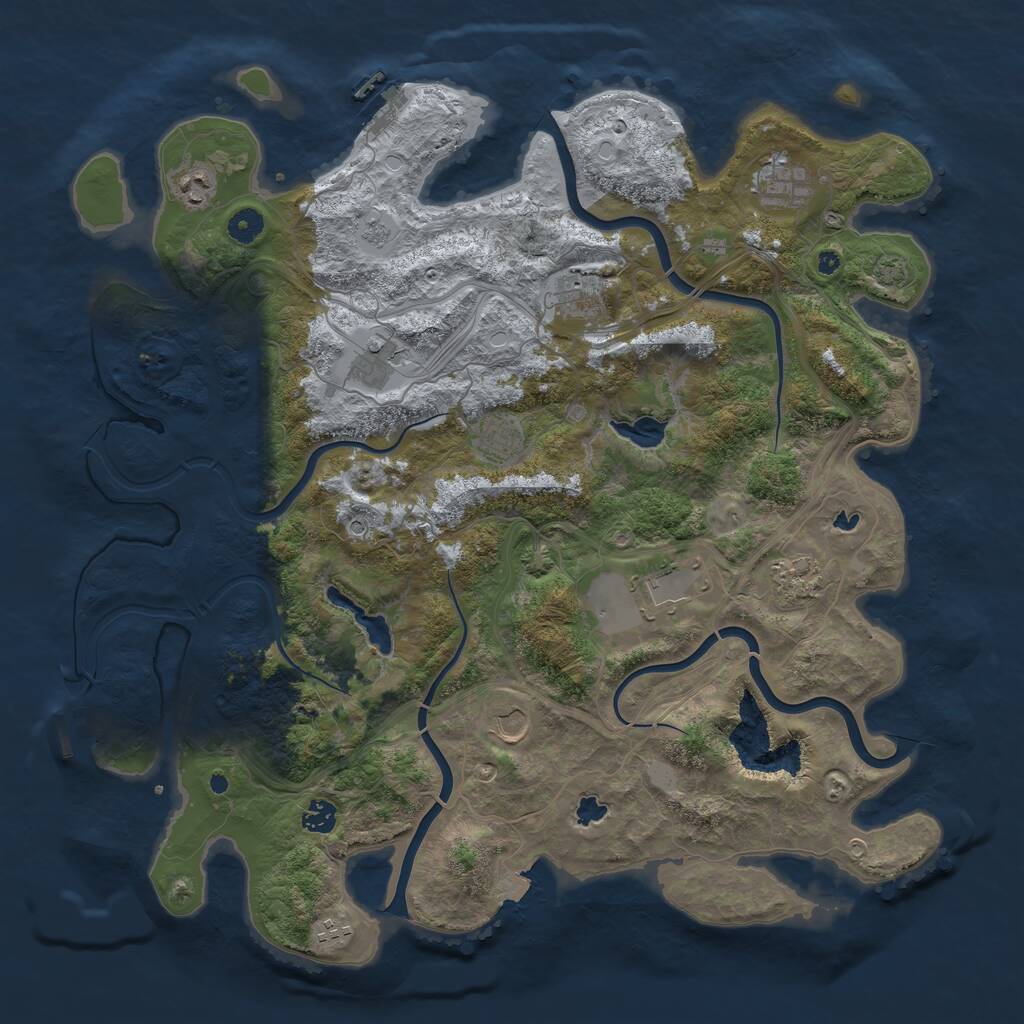 Rust Map: Procedural Map, Size: 4500, Seed: 1130720557, 16 Monuments