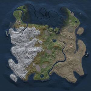 Thumbnail Rust Map: Procedural Map, Size: 3750, Seed: 1302886389, 17 Monuments