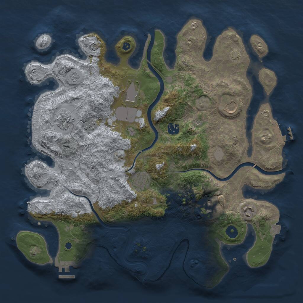 Rust Map: Procedural Map, Size: 3750, Seed: 855055574, 14 Monuments
