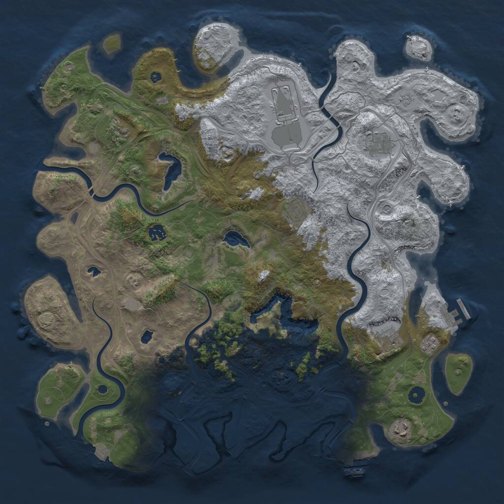 Rust Map: Procedural Map, Size: 4500, Seed: 5318523, 14 Monuments