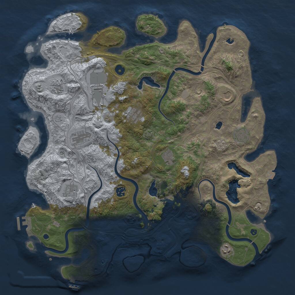 Rust Map: Procedural Map, Size: 4500, Seed: 1382848155, 17 Monuments