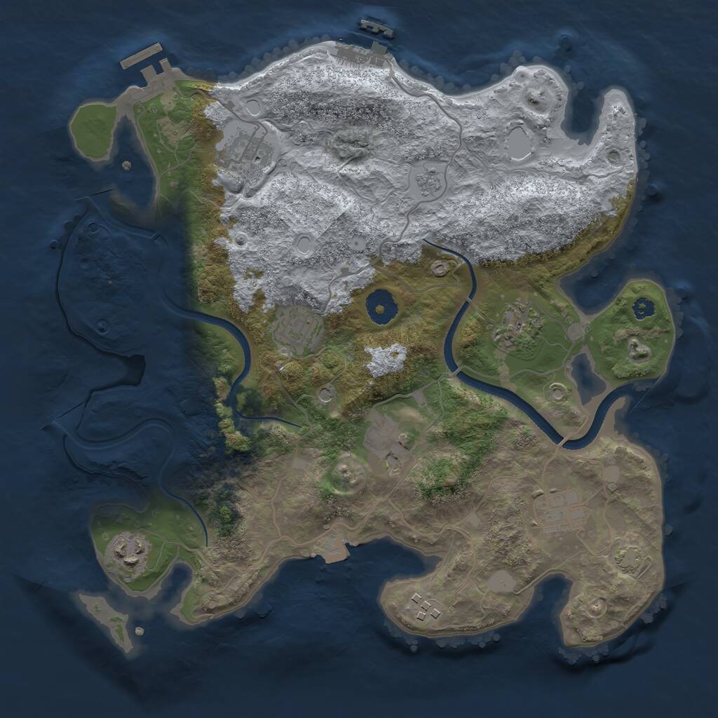 Rust Map: Procedural Map, Size: 3300, Seed: 1722395273, 13 Monuments