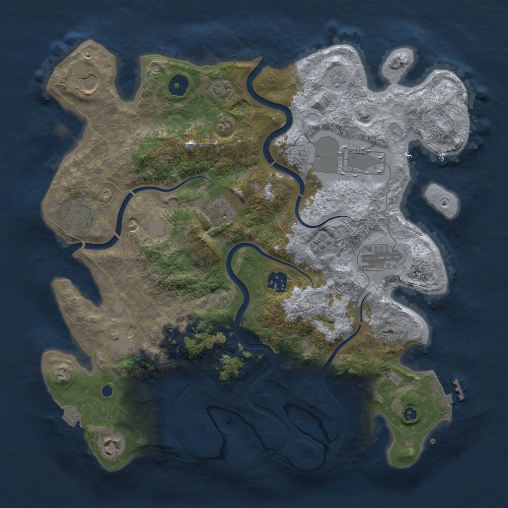 Rust Map: Procedural Map, Size: 3750, Seed: 2086909148, 14 Monuments