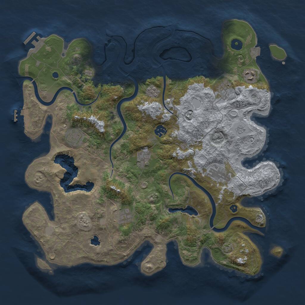 Rust Map: Procedural Map, Size: 4000, Seed: 232350, 14 Monuments