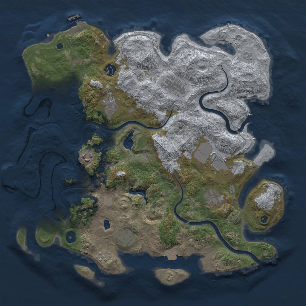 Rust Map: Procedural Map, Size: 4000, Seed: 2520, 14 Monuments