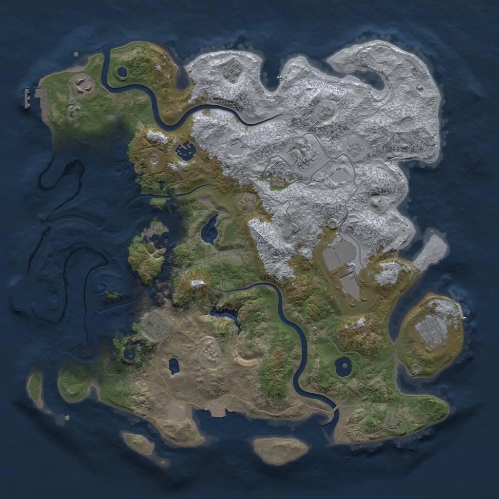 Rust Map: Procedural Map, Size: 4000, Seed: 2520, 14 Monuments