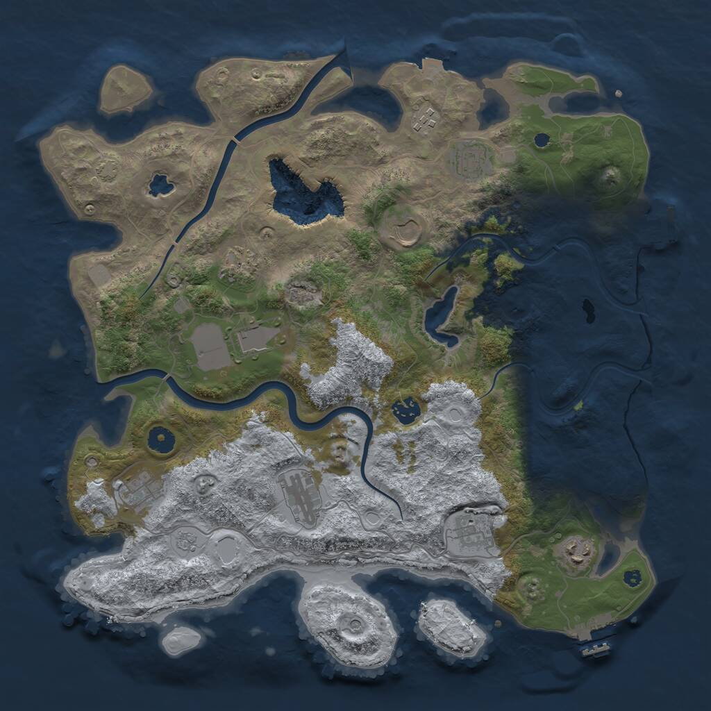 Rust Map: Procedural Map, Size: 4000, Seed: 515, 16 Monuments