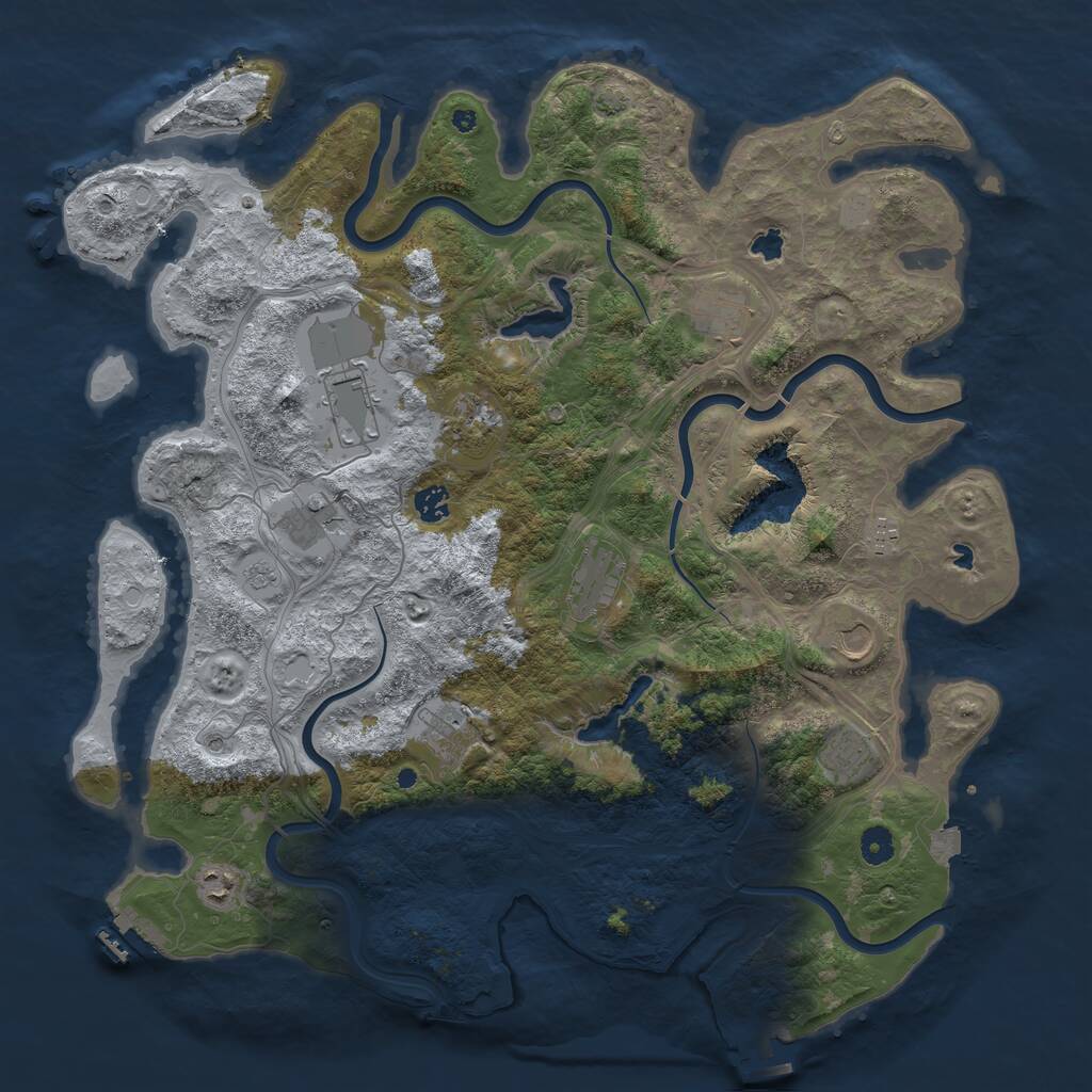 Rust Map: Procedural Map, Size: 4500, Seed: 564942299, 17 Monuments