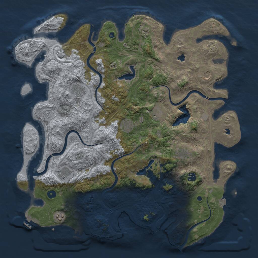 Rust Map: Procedural Map, Size: 4500, Seed: 564942299, 16 Monuments