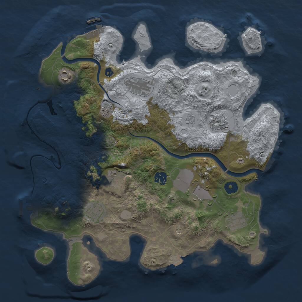 Rust Map: Procedural Map, Size: 3500, Seed: 309430443, 15 Monuments