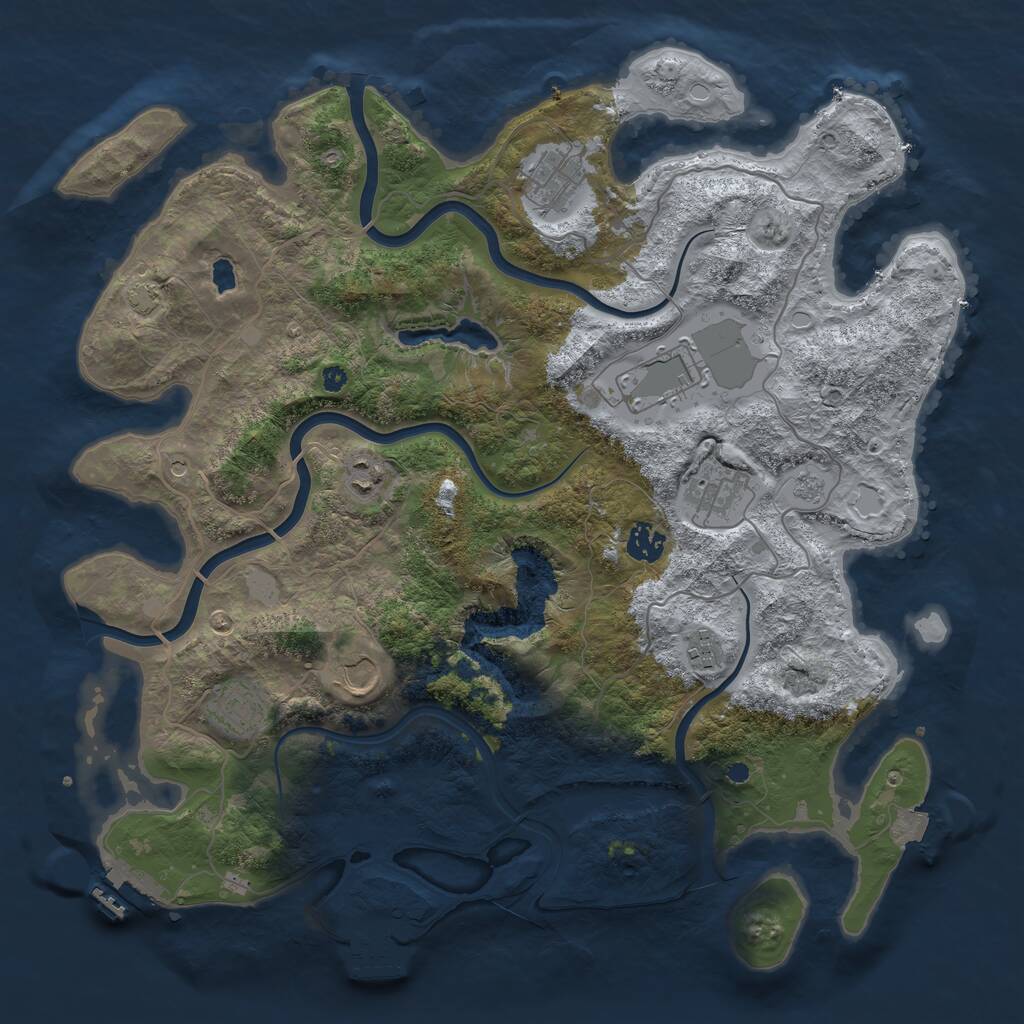 Rust Map: Procedural Map, Size: 4000, Seed: 34713, 14 Monuments