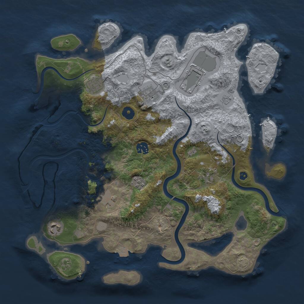 Rust Map: Procedural Map, Size: 3700, Seed: 563092436, 12 Monuments
