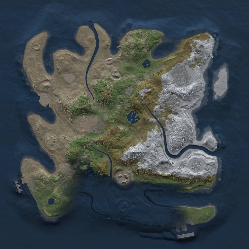 Rust Map: Procedural Map, Size: 3000, Seed: 21482, 11 Monuments