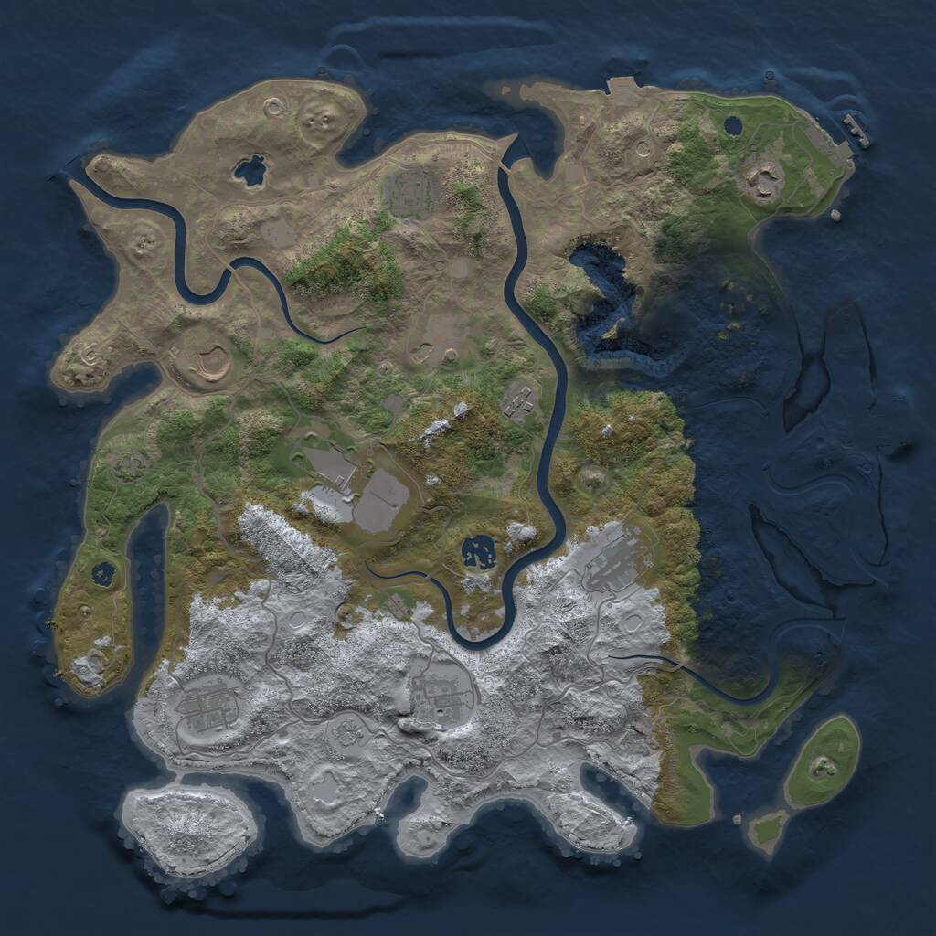 Rust Map: Procedural Map, Size: 4000, Seed: 1254872155, 16 Monuments