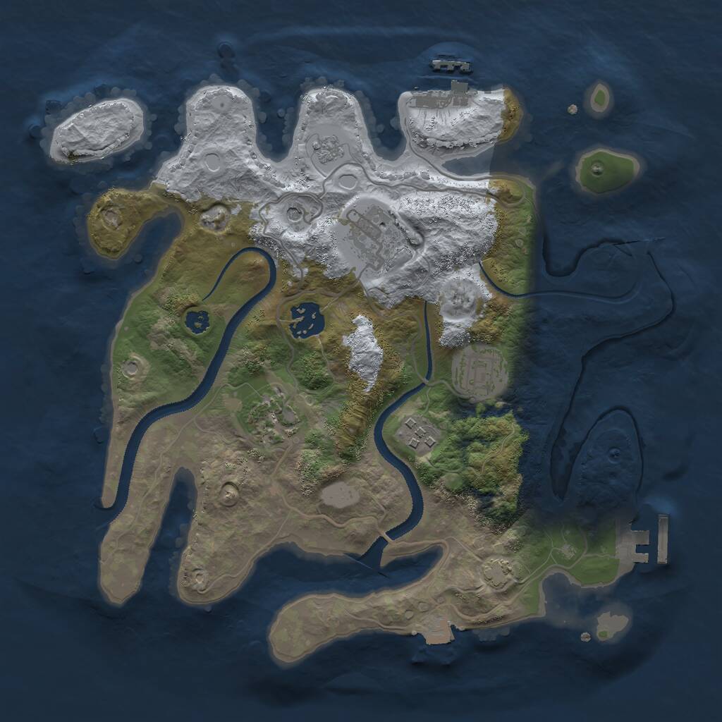 Rust Map: Procedural Map, Size: 3000, Seed: 1880491993, 11 Monuments