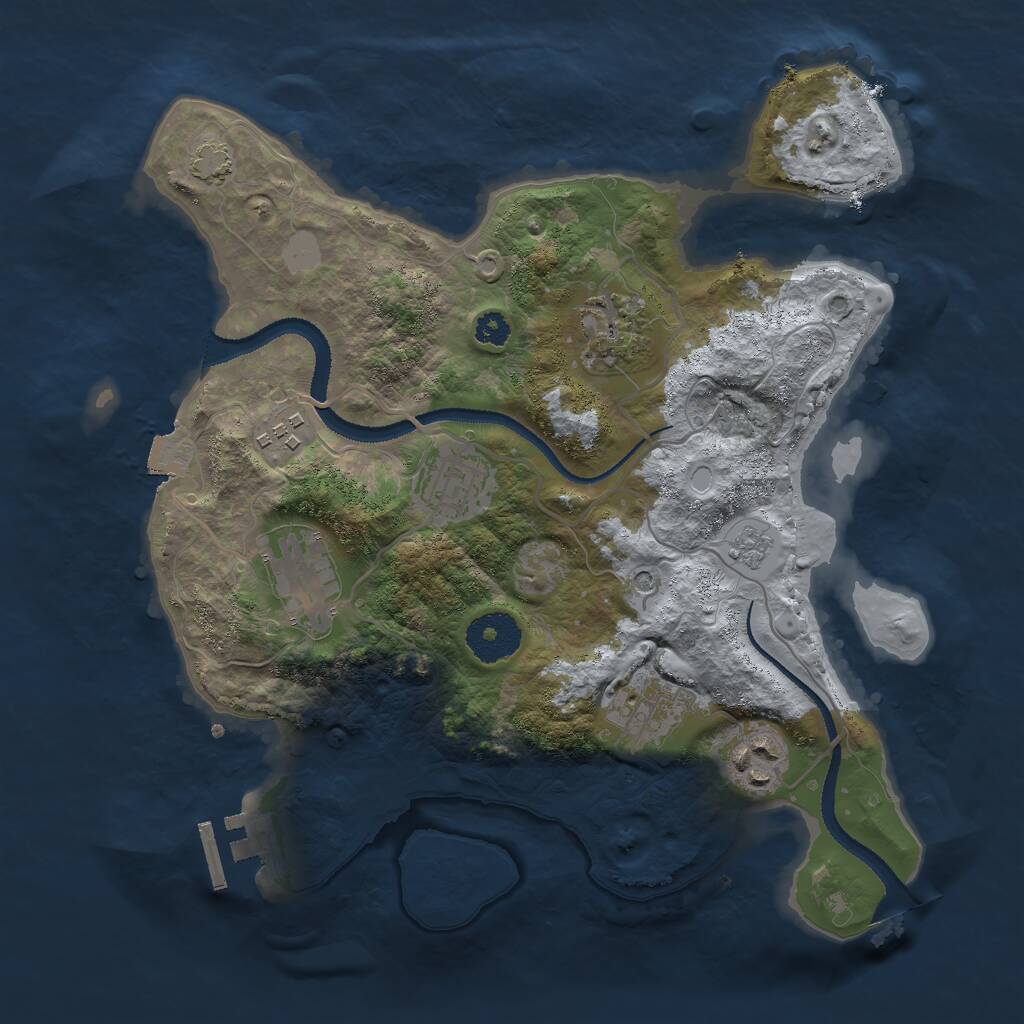 Rust Map: Procedural Map, Size: 3000, Seed: 350427499, 11 Monuments
