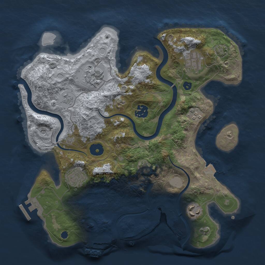 Rust Map: Procedural Map, Size: 3000, Seed: 1368768313, 12 Monuments