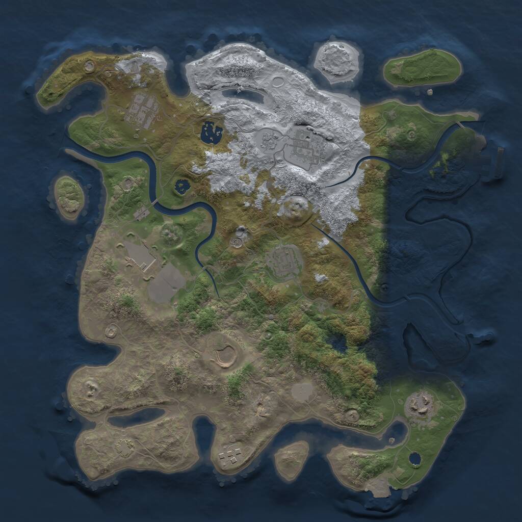 Rust Map: Procedural Map, Size: 3500, Seed: 1795225133, 13 Monuments