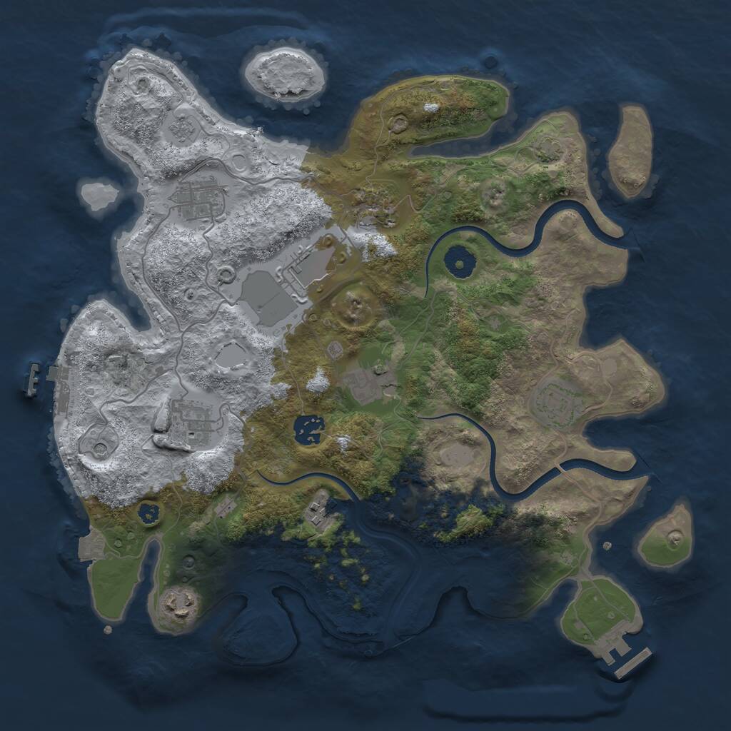 Rust Map: Procedural Map, Size: 3500, Seed: 1869305368, 15 Monuments