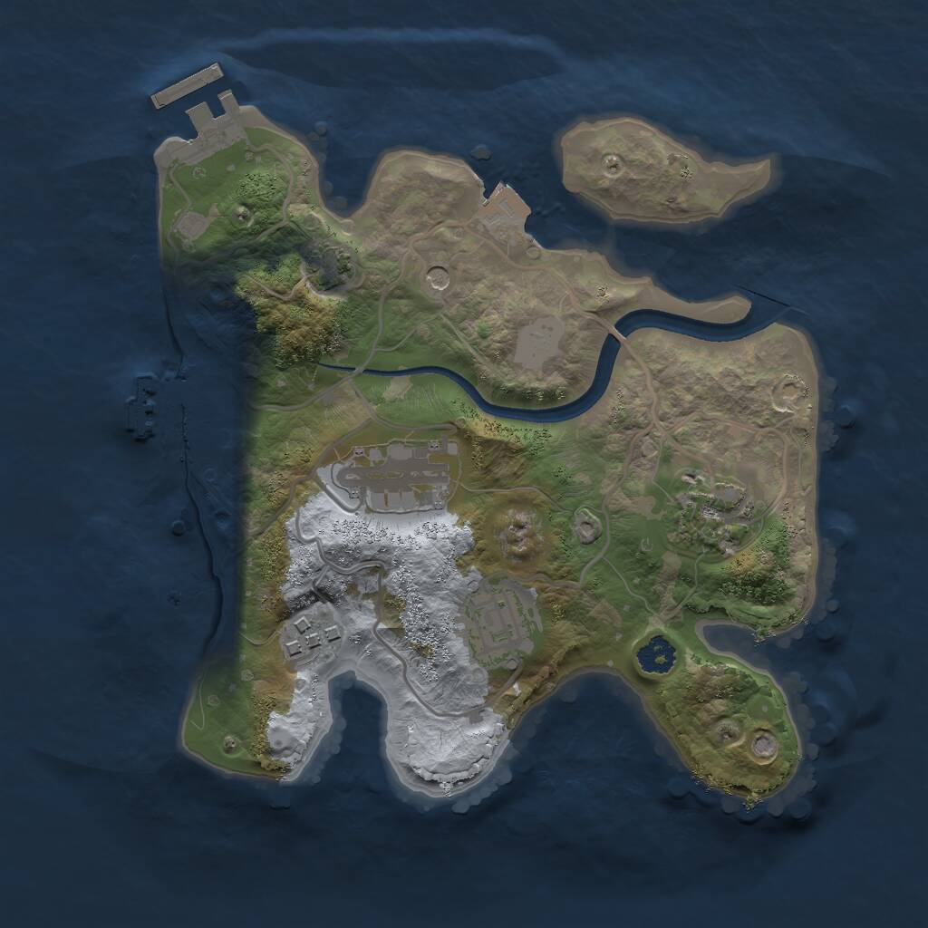 Rust Map: Procedural Map, Size: 2500, Seed: 643512217, 9 Monuments