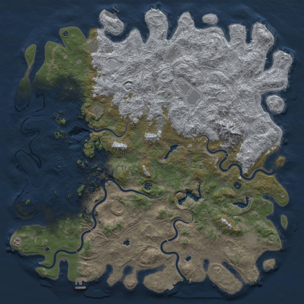 Rust Map: Procedural Map, Size: 6000, Seed: 157103077, 17 Monuments