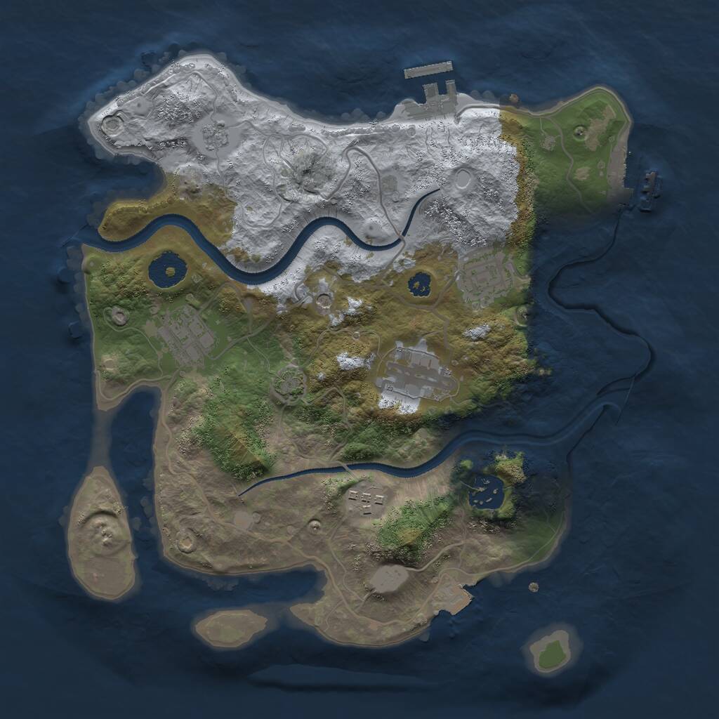 Rust Map: Procedural Map, Size: 3000, Seed: 100600738, 11 Monuments