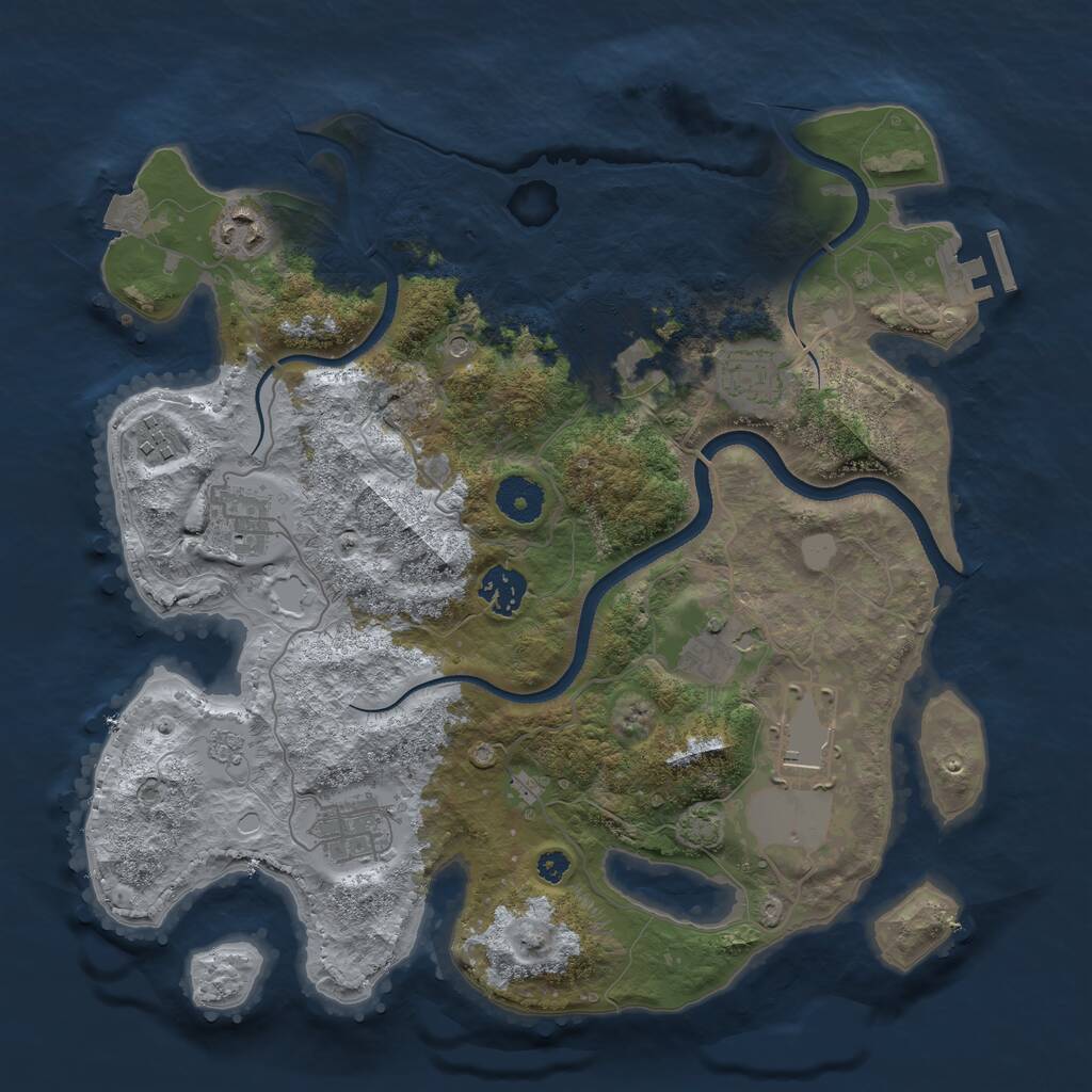 Rust Map: Procedural Map, Size: 3500, Seed: 48403922, 14 Monuments