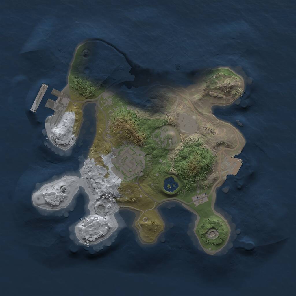 Rust Map: Procedural Map, Size: 2000, Seed: 1232131, 3 Monuments