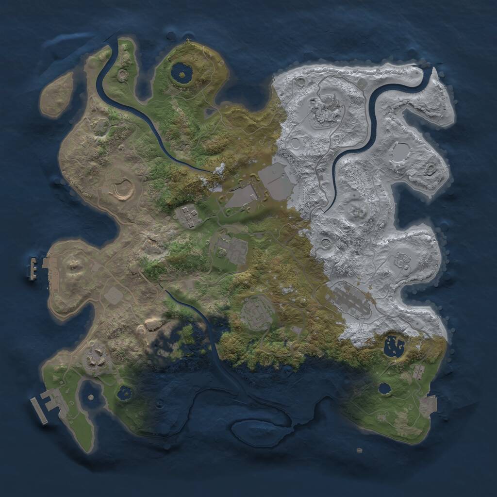 Rust Map: Procedural Map, Size: 3500, Seed: 548813921, 16 Monuments