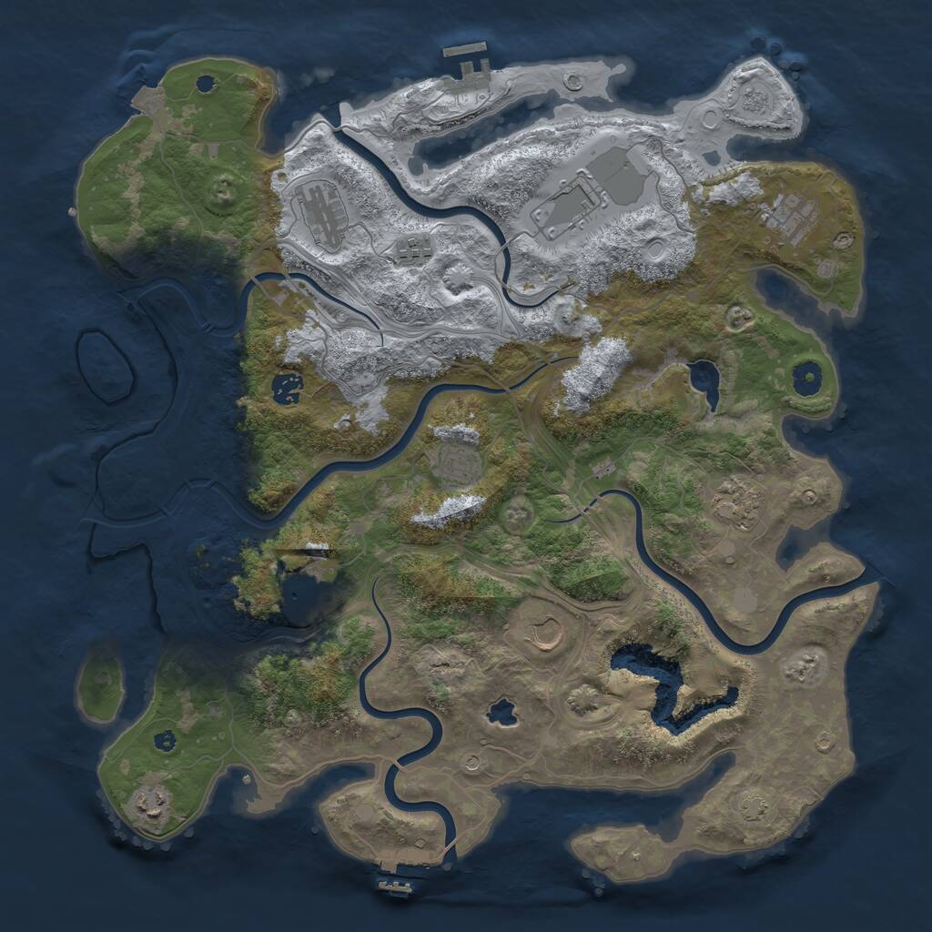 Rust Map: Procedural Map, Size: 4300, Seed: 166589338, 16 Monuments