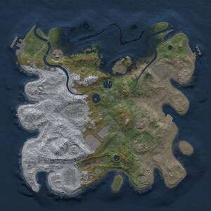 Thumbnail Rust Map: Procedural Map, Size: 3500, Seed: 933155183, 15 Monuments